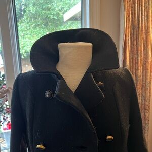 Chic Black Double-Breasted Women's Pea Coat